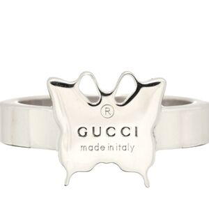 Gucci Logo Butterfly Ring in Sterling Silver size 4 in US